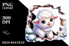 Cute Baby Lamb Dressed for Winter PNG Product Image 2
