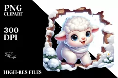 Cute Baby Lamb Dressed for Winter PNG Product Image 2