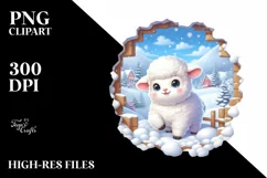 Cute Baby Lamb Dressed for Winter PNG Product Image 2