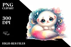 Colorful Baby Ermine Moon Stars | Sublimation | Clipart Product Image 1
