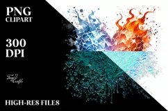 Washed Watercolor Fire and Ice Heart PNG Product Image 2