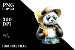 Hipster Panda in Beachwear PNG Product Image 2