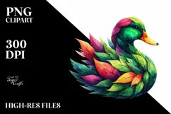 Vibrant Duck with Plant Leaves PNG Product Image 1