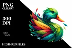 Vibrant Duck with Plant Leaves PNG Product Image 3