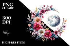 Vibrant Watercolor Boho Moon | Sublimation | Clipart Product Image 2