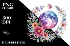 Vibrant Watercolor Boho Moon | Sublimation | Clipart Product Image 2