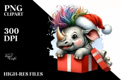 Expressive Baby Rhino with Crazy Haircut, Transparent PNG Product Image 1