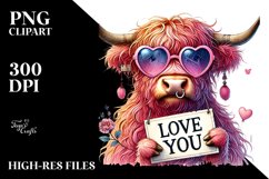 Digital Painting of Pink Highland Cow with Sunglasses Product Image 2
