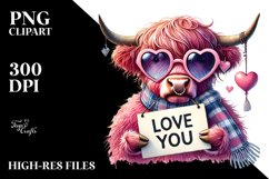 Digital Painting of Pink Highland Cow with Sunglasses Product Image 2