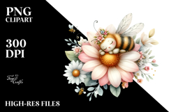 Baby Bee Sleeping on Flower PNG Product Image 2