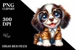 Baby English Springer Spaniel with es | Watercolor Clipart Product Image 1