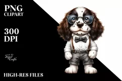 Baby English Springer Spaniel with es | Watercolor Clipart Product Image 1