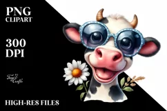 Cow Sunglasses Goofy Smile | Sublimation | Clipart Product Image 1