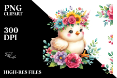 Vibrant Flower Chicken | Clipart Product Image 2