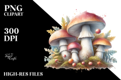 Detailed Pastel Mushroom Watercolor Splash PNG Product Image 2