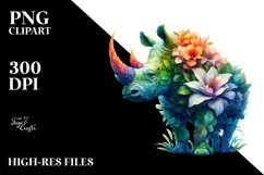 Vibrant Rhino with Flowers PNG Product Image 3