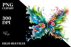Vibrant Butterfly with Flowers PNG Product Image 3
