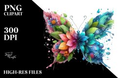 Vibrant Butterfly with Flowers PNG Product Image 3