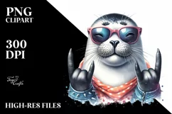 Whimsical Seal with Rocker Sign | Watercolor Clipart Product Image 3