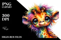 Colorful Layered Watercolor Cute Baby Giraffe | Sublimation Product Image 1