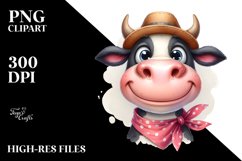 Cow Clipart of Thoughtful Cow with Hat Product Image 3