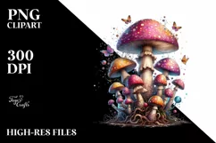 Mystical Mushroom Watercolor Splash PNG Product Image 1