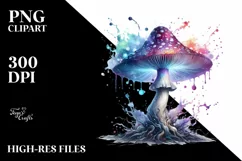 Mystical Mushroom Watercolor Splash PNG Product Image 3