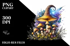 Detailed Mushroom Watercolor Splash PNG Product Image 3