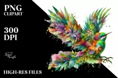 Vibrant Bird with Flowers PNG Product Image 1