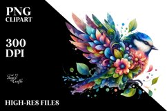Vibrant Bird with Flowers PNG Product Image 3