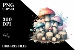 Detailed Wooden Stained Mushroom Watercolor Splash PNG Product Image 1