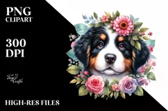 Watercolor Baby Bernese Mountain Dog Clipart Product Image 3
