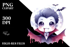 Simple Halloween Vampire Bite Watercolor PNG Product Image 2