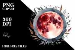 Simple Halloween Blood Moon Clipart Product Image 1