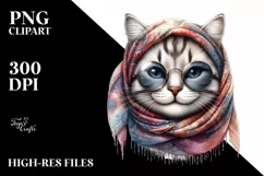 Funny Kitten Portrait with Silk Scarf and Sunglasses | Product Image 1