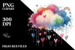 Simple Washed Watercolor Cloud Hearts PNG Product Image 2