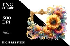 Colorful Sunflower Abstract Frame Clipart Product Image 3