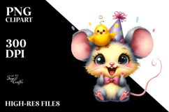 Funny Baby Mouse Chick with Party Hat | Clipart Product Image 2