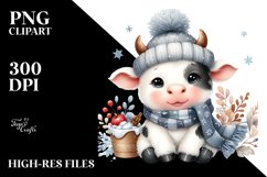 Cute Watercolor Baby Cow PNG Product Image 2