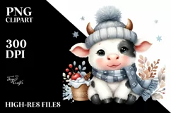 Cute Watercolor Baby Cow PNG Product Image 2