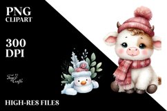 Cute Watercolor Baby Cow PNG Product Image 2