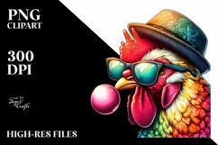 Quirky Chicken Portrait Bubblegum Clipart Product Image 3