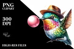 Colorful Quirky Hummingbird Art Clipart Product Image 3