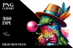 Colorful Quirky Hummingbird Art Clipart Product Image 1