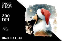 Cute Collie with Christmas Globes PNG Product Image 2