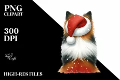 Cute Collie Wearing Santa Hat, Transparent PNG Product Image 1