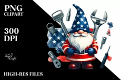 Washed Watercolor Patriotic Locksmith Gnome Clipart Product Image 1