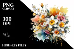 Abstract Vibrant Bouquet with Gold Foil Narcissus Product Image 1
