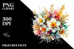 Abstract Vibrant Bouquet with Gold Foil Narcissus Product Image 3