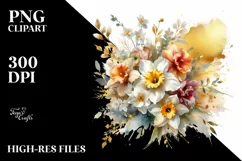 Abstract Vibrant Bouquet with Gold Foil Narcissus Product Image 3